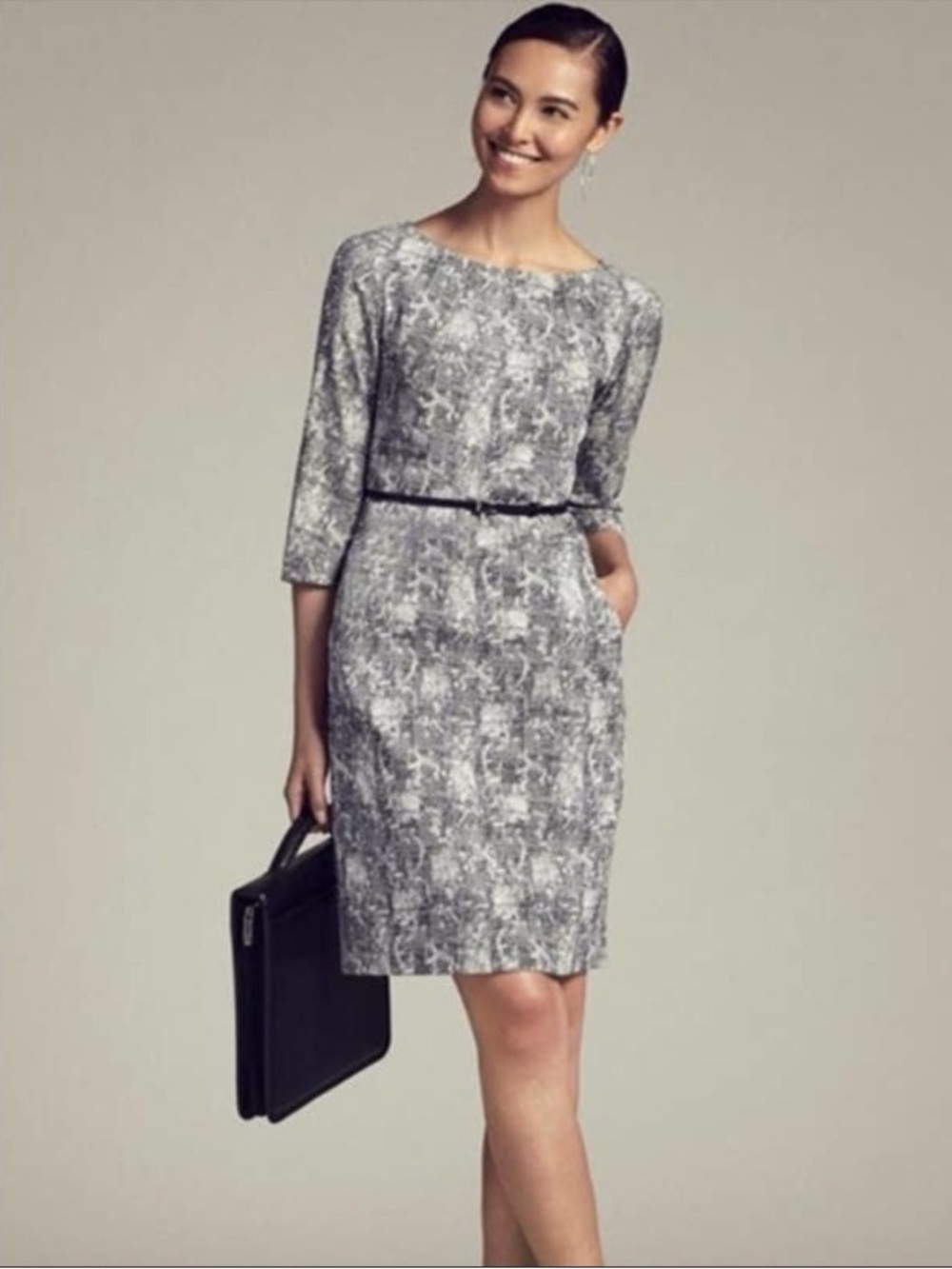 M.M. LaFleur Etsuko Dress. Black & White Crackle. Size 10.